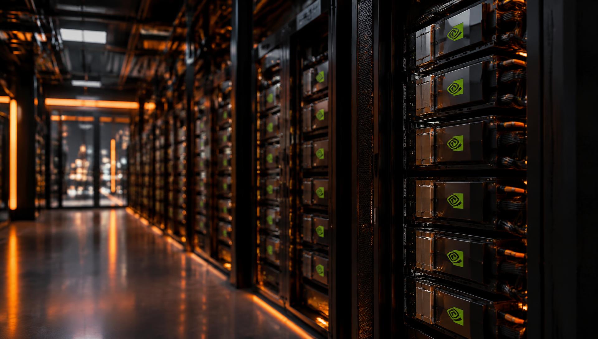GPU server racks in a Mission X data center